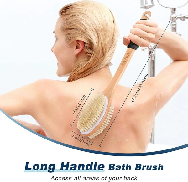 Ergonomically Back Scrubber for Shower,Double-Sided Back Long Handle Wet & Dry B