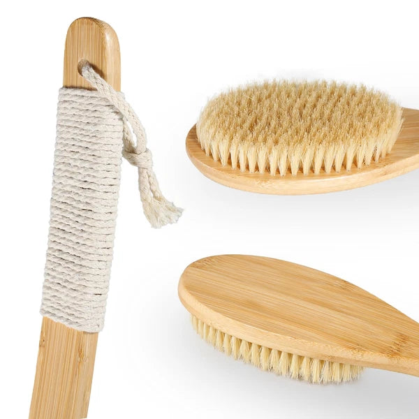 Bath Body Brush Shower 22" Super Long Handle Back Body Scrubber Wet/Dry B...