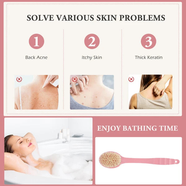 Curved Bath Body Shower Brush Long Shower Back Scrubber Handled