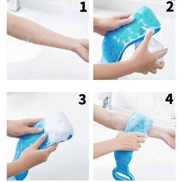 Silicone Exfoliating Back Scrubber Body Cleaning For Bath Shower Belt Brush Tool