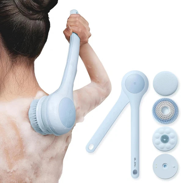 Luxury Dual Handle Electric Bath Brush with 3 Heads for Exfoliating & Cleansing