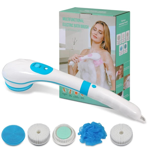 Electric Bath Brush Back Scrubber for Shower, Detachable Long Handle Exfoliat...