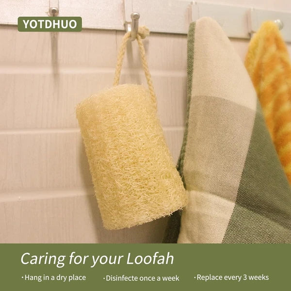 4 Natural Loofah Sponge, Real Egyptian Bath & Shower Exfoliating Body Scrubber