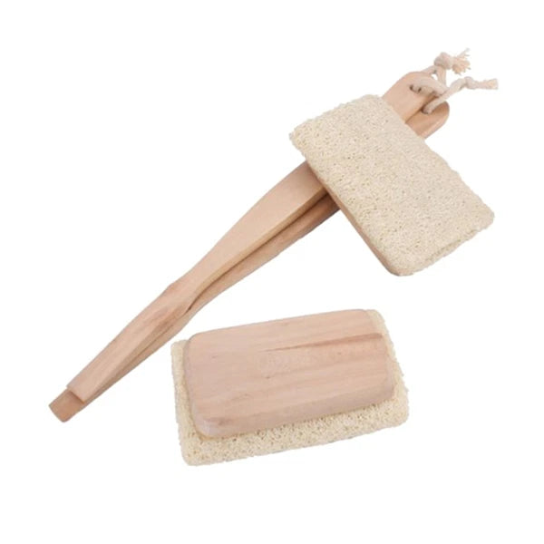 Bath Back Brush for Exfoliating Skin with Natural Loofah Random Color