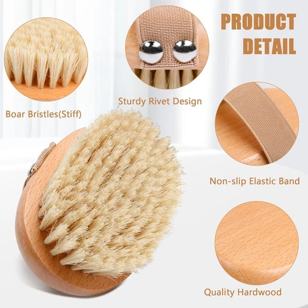 Dry Brushing Body Brush with Soft Vegan Bristles Antiskid Wooden Exfoliator Bath