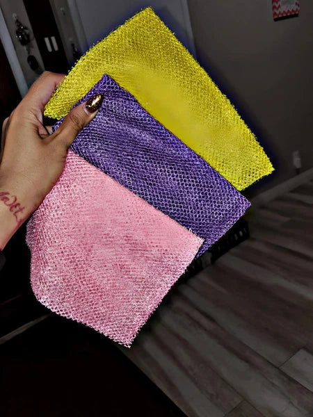 3Pcs African Exfoliating Net Sponge Long Bath Scrubber Deep Body Cleaning Tool