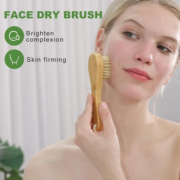 Luxurious Natural Boar Bristle Dry Brush Set for Glowing Skin & Cellulite Relief
