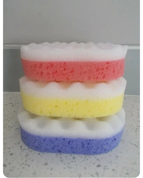 3 Pack Soft Oval Massage Exfoliating Bath Shower Sponge assorted colour Cheap UK