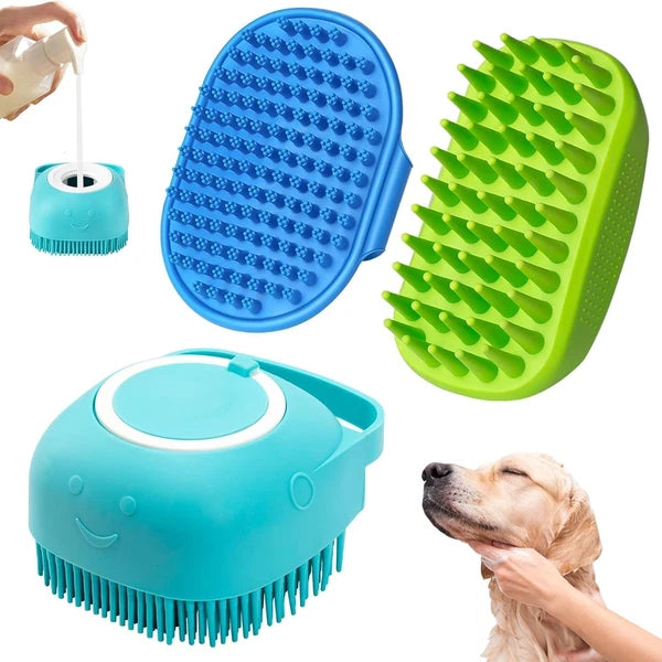 Comotech 3PCS Dog Bath Brush | Shower/Washing with Blue Green