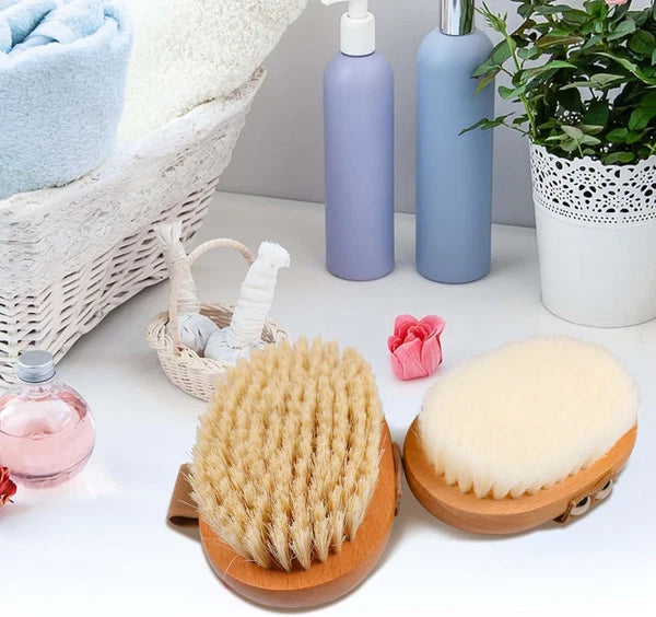 Dry Brushing Body Brush with Soft Vegan Bristles Antiskid Wooden Exfoliator Bath