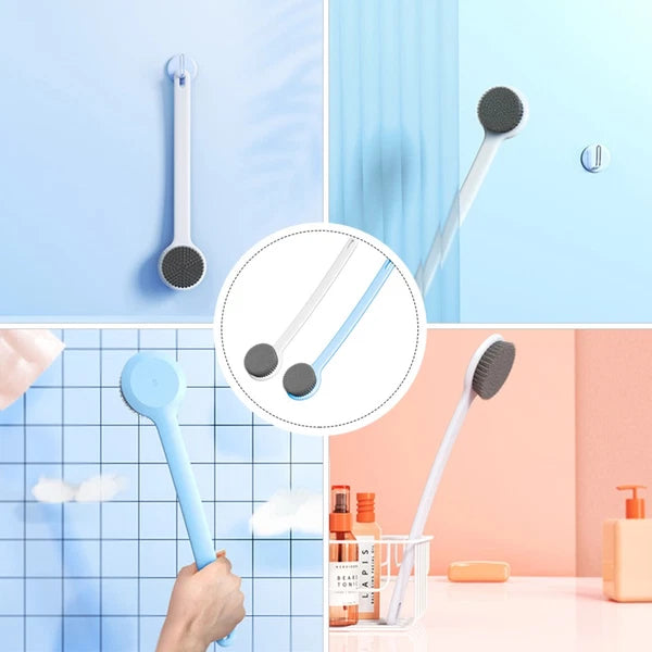2 Pcs Bath Brush Shower Scrubber for Body Long-handled Back Cleaning Scrubbers
