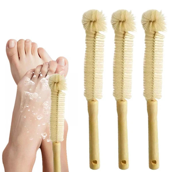 3PC Long Handle Toe Gap Cleaning Brush Foot Scrubber In Shower Wood Foot Brush