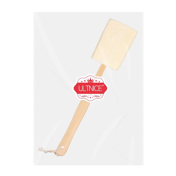 ULTNICE Natural Loofah Exfoliating Bath with Wooden Handle bath brush