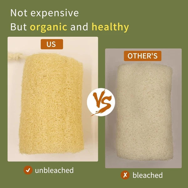 4 Natural Loofah Sponge, Real Egyptian Bath & Shower Exfoliating Body Scrubber