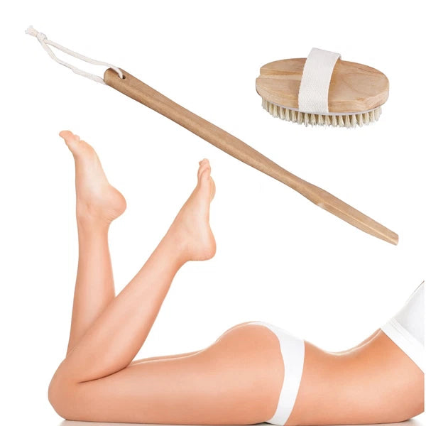 Natural Bristle Body Brush - Wooden Spa Scrubber for Dry Skin & Shower Care | US