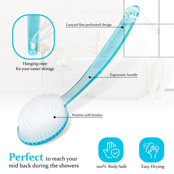 Bath Brush with Bristles Long Handle for Exfoliating Back Body and Feet Bath ...