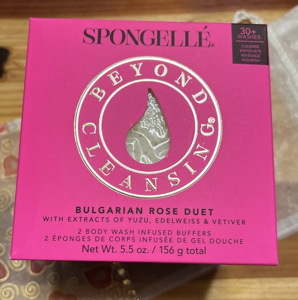 Spongelle BULGARIAN ROSE DUET (Set Of 2) Shower Bath Body Buffer Sponge 5.5 Oz