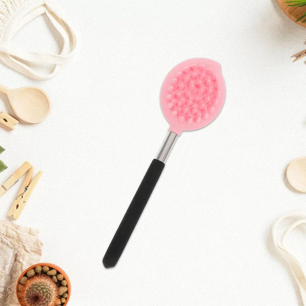 2 Pcs Bath Brush Child Long Handle Body Scrubber Ergonomic Silicone
