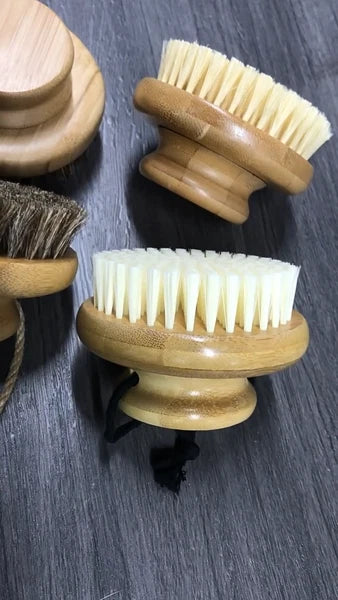 Engrave Logo-Bamboo handle bath brush body brush dry brush clean brush sisal