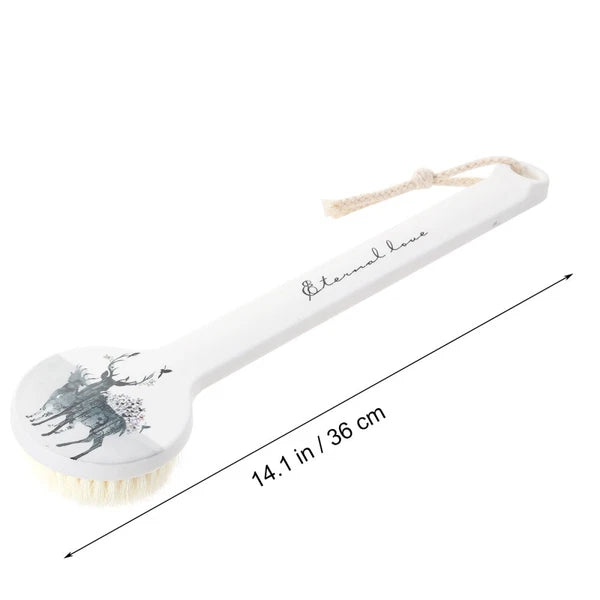Long Handle Bath Scrubber Printed Body Brush Exfoliating Shower Brush (Wapiti)