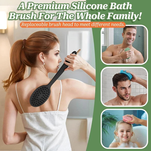 Silicone Back Scrubber, Soft Silicone Loofah with Handle, Gentle Exfoliating Bac