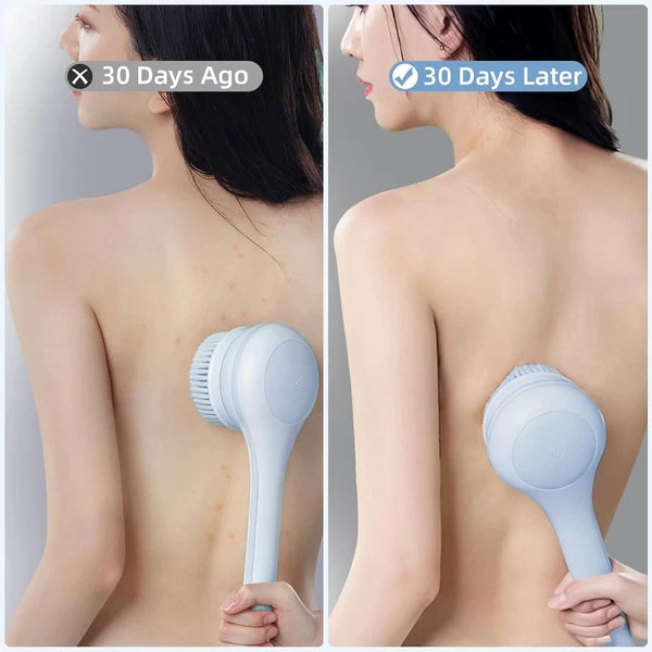 Luxury Dual Handle Electric Bath Brush with 3 Heads for Exfoliating & Cleansing