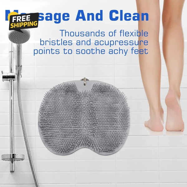 Shower Foot Scrubber Mat Back Washer Exfoliating Bath Wash Pad Wall Mounted Slip