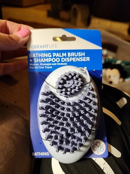 Vibrant Life Bathing Palm Brush + Shampoo Dispenser, New
