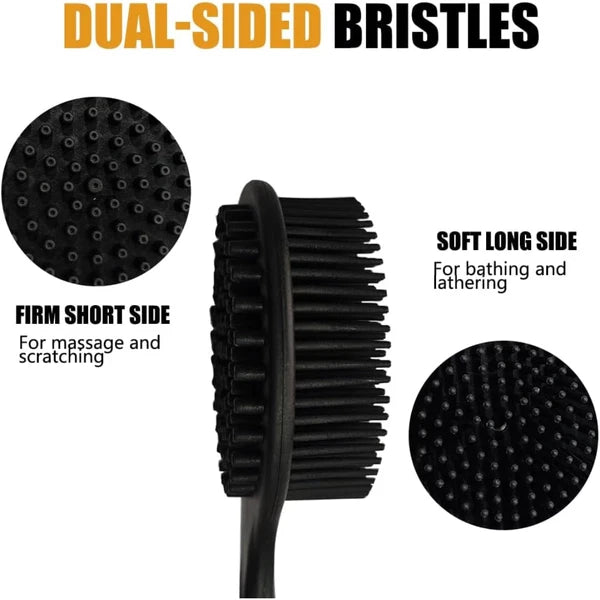 Soft Silicone Back Scrubber Shower Body Brush with Long Handle Double Sided