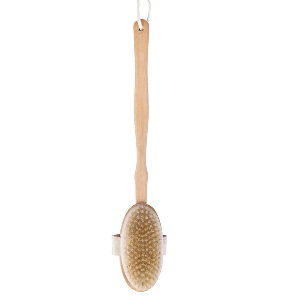 Natural Bristle Body Brush - Wooden Spa Scrubber for Dry Skin & Shower Care | US