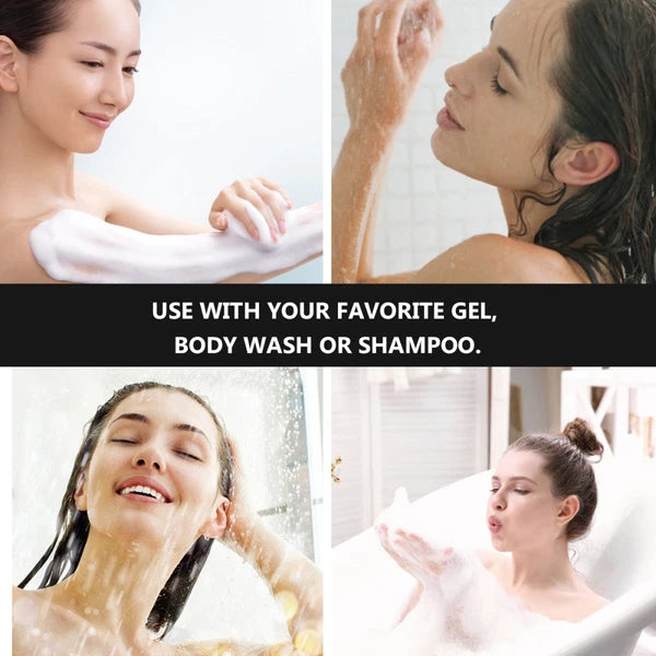 Exfoliating Mesh Loofah Bath Brush Long Handle for Shower and Skin Care