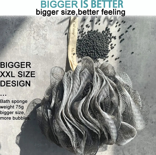 2 Pcs/Set Charcoal Exfoliating Loofah Bath Back Brush on a Stick - Long Handle