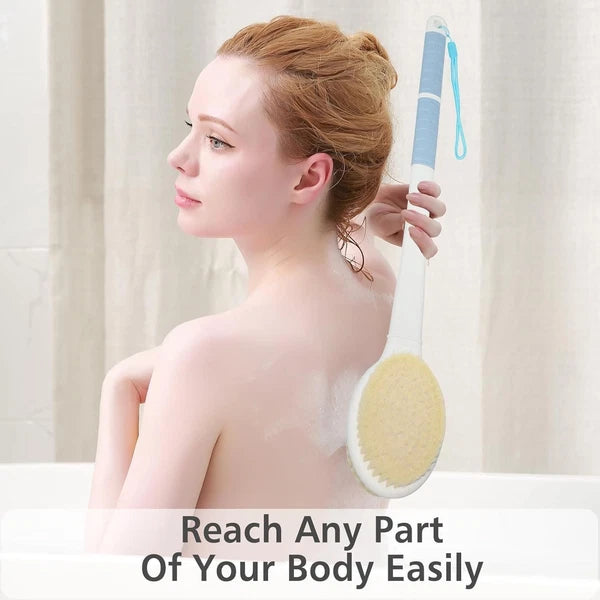 Shower Brush with Soft and Stiff Bristles, 20.5" New Extended Long Handle Back S