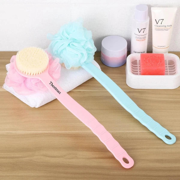 Loofah Back Scrubber Long Handle Shower Body Brush with Soft Mesh Sponge for ...