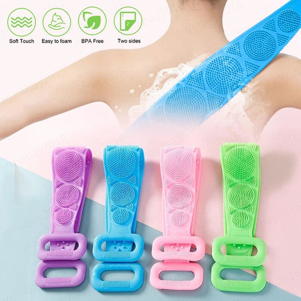 Silicone Exfoliating Back Scrubber Body Cleaning For Bath Shower Belt Brush Tool