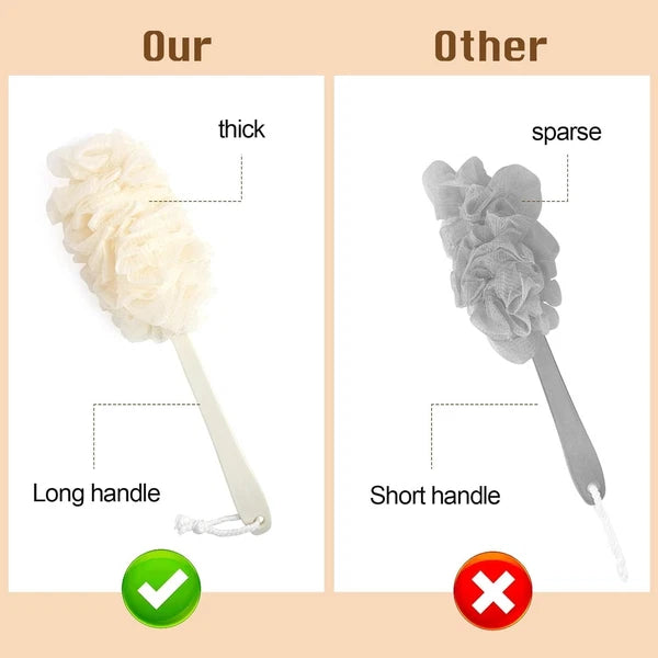 2Pack Back Scrubber for Shower Loofah with Long Handle, Shower Brush for Body, 1