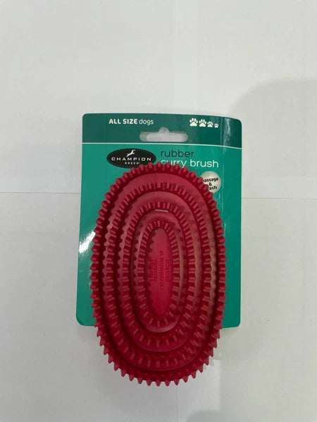 Champion 2in1 Rubber Curry Brush For Dog Groom & Bathe All Coat Type Massage