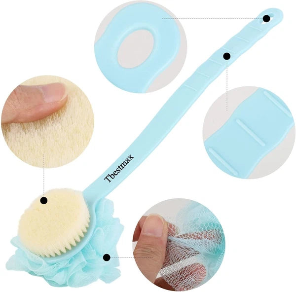 Loofah Back Scrubber Long Handle Shower Body Brush with Soft Mesh Sponge for ...