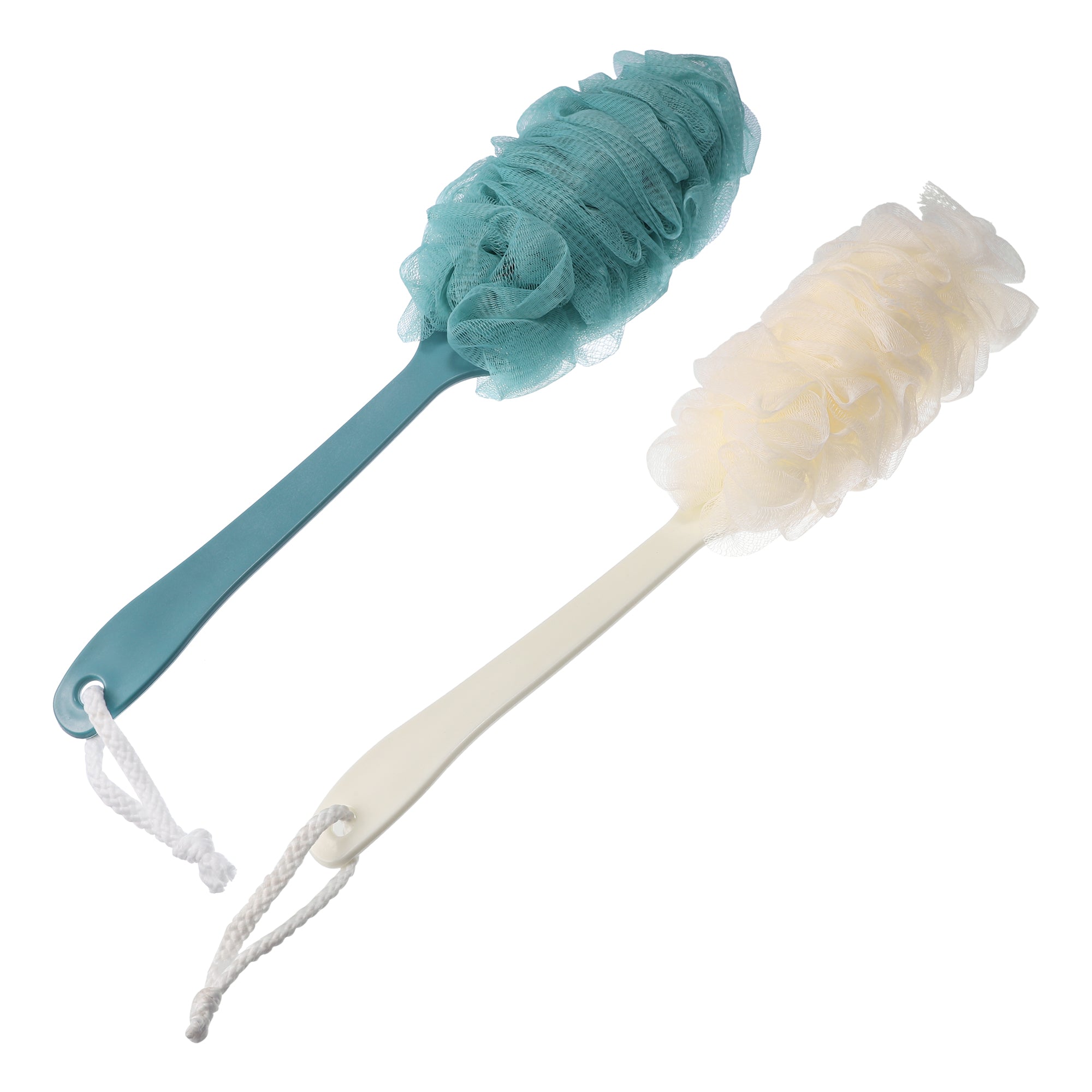 2 Pcs Body Bath Scrubber Loofah Shower with Long Handle PP Mesh
